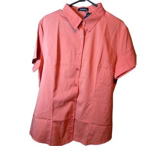 Atnlewhi Woman’s Button Down Short Sleeve Blouse - Watermelon Red
